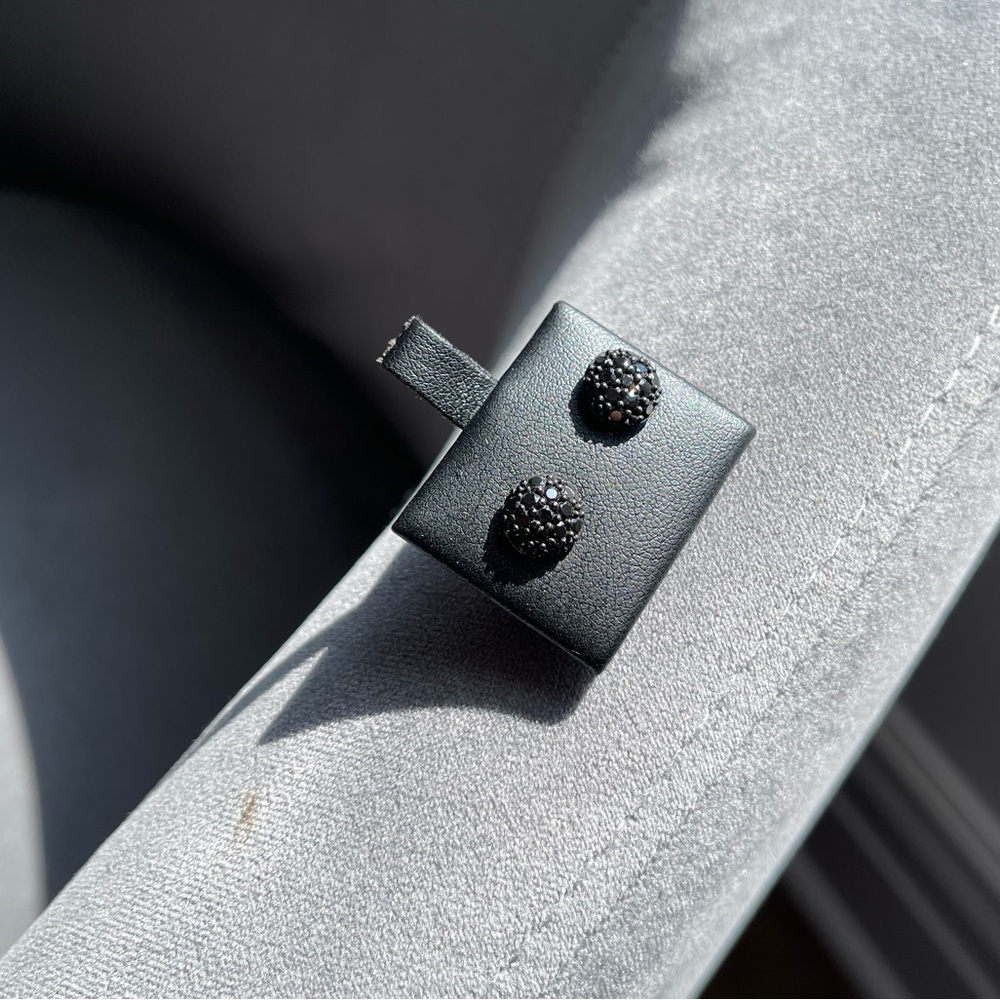 Sterling silver black cubic zirconia pave studs